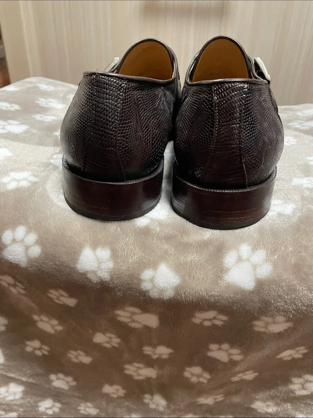 Men's Dark Brown Textured Leather Monk Strap Dress Shoes